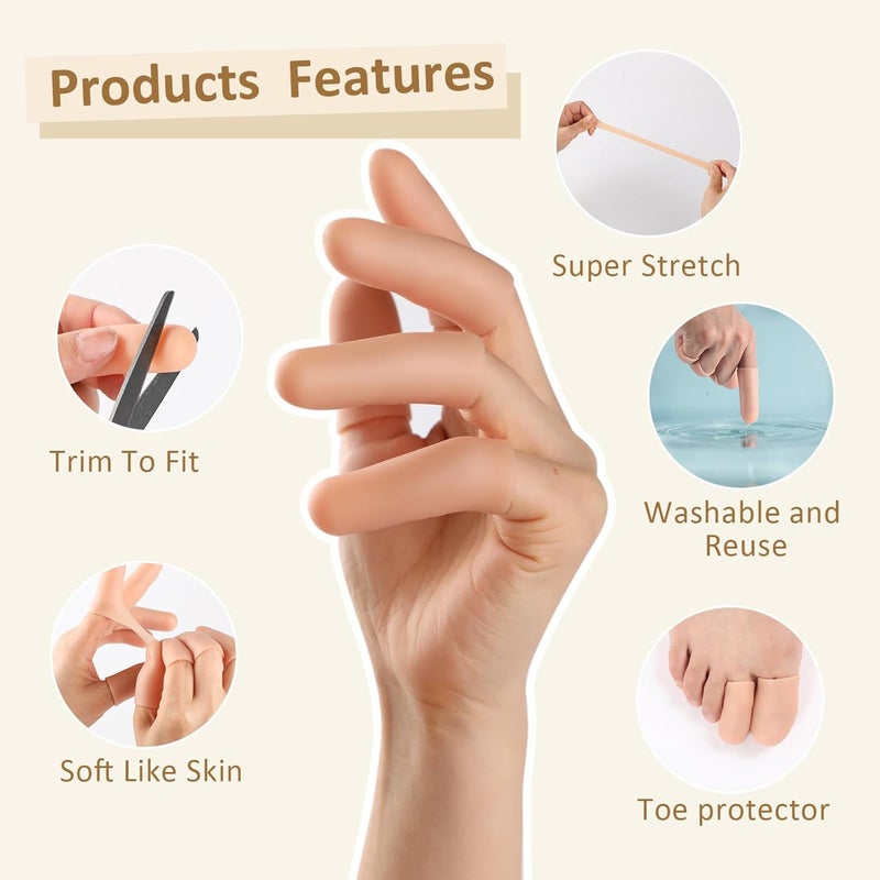 YIVCKOM Gel Finger Cots, Silicone Finger Protectors, Fingertip Bandages Band-aids for Dry Skin, Cracked Fingertip Treatment,Thumb Protector Covers for Hand Eczema Finger Arthritis (20pcs) - Image 3